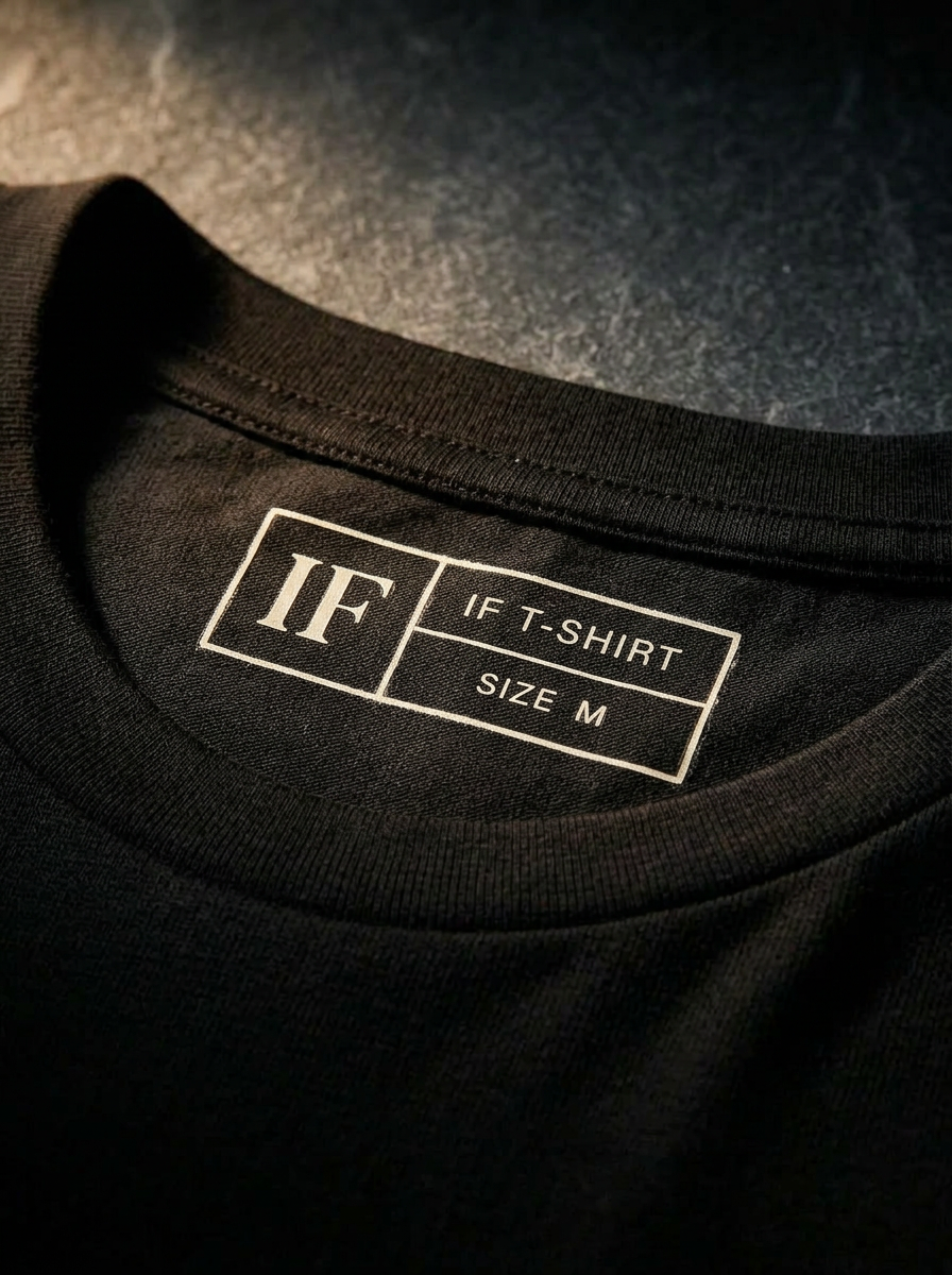 IF T-Shirt Signature Tee preta dobrada